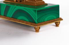 Italian Silver Gilt and Malachite Desk Clock with Diana the Huntress C 1960 - 2587417