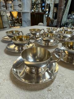 Italian Silver Plate Tea Cup and Saucer Set 12 Pieces Mid Century - 4514071