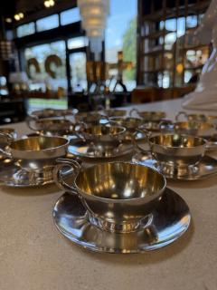 Italian Silver Plate Tea Cup and Saucer Set 12 Pieces Mid Century - 4514083