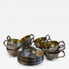 Italian Silver Plate Tea Cup and Saucer Set 12 Pieces Mid Century - 4514092