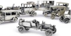 Italian Silver Set of Rare and High Quality 11 Miniature Cars Automobiles - 3249530