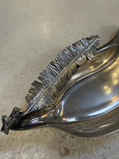 Italian Silvered Metal Banana Leaf Dish 1970s - 4515997