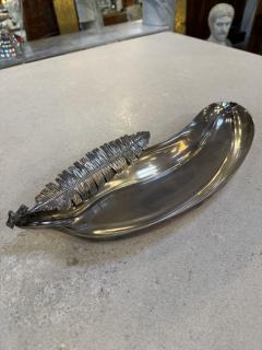 Italian Silvered Metal Banana Leaf Dish 1970s - 4515999
