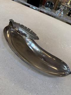 Italian Silvered Metal Banana Leaf Dish 1970s - 4516002