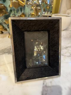 Italian Silvered Metal and Pony Hair Photo Frame 1970s - 4518782