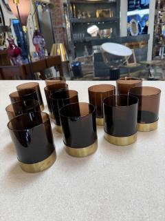 Italian Smoked Glass Bar Set with Ice Bucket and Tumblers 1970s - 4527194