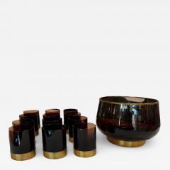 Italian Smoked Glass Bar Set with Ice Bucket and Tumblers 1970s - 4527254