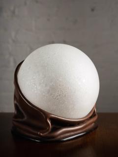 Italian Space Age Leather and Frosted Glass Orb Lamp by Nova Tecno - 2682419