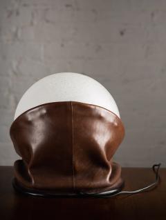 Italian Space Age Leather and Frosted Glass Orb Lamp by Nova Tecno - 2682423