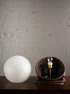 Italian Space Age Leather and Frosted Glass Orb Lamp by Nova Tecno - 2682426