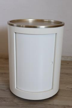 Italian Space Age White Bar Cart on Wheels with Sliding Door 1960s - 3664982
