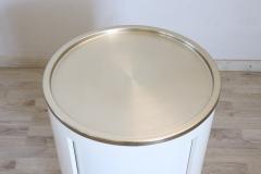 Italian Space Age White Bar Cart on Wheels with Sliding Door 1960s - 3664984