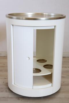 Italian Space Age White Bar Cart on Wheels with Sliding Door 1960s - 3664986