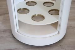 Italian Space Age White Bar Cart on Wheels with Sliding Door 1960s - 3664990