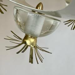 Italian Space Age White Iron Brass Clear Murano Glass Sputnik Chandelier - 2456133