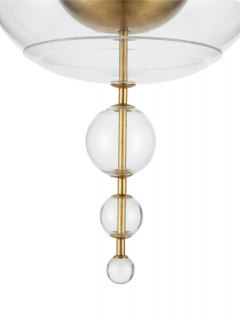 Italian Spherical Glass and Brass Pendant - 4810606
