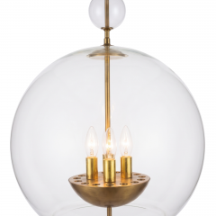 Italian Spherical Glass and Brass Pendant - 4810607