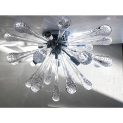 Italian Sputnik Flush Mount Made With Drops Murano Glass With Bubbles Inside - 4302878