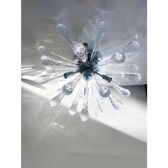 Italian Sputnik Flush Mount Made With Drops Murano Glass With Bubbles Inside - 4302879