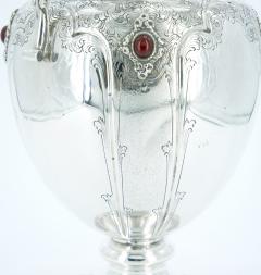Italian Sterling Silver Precious Stone One Handled Decorative Vase Piece - 3439116