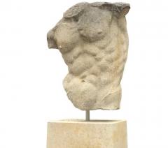 Italian Stone Sculpture of Classical Torso with Base - 1191320