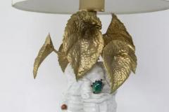 Italian Table Lamp with Brass Flowers - 3672333