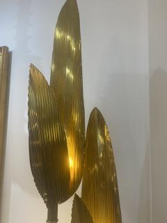 Italian Tall Brass Leaf Floor Lamp - 2173399