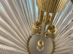 Italian Tall Crystal Twisted Murano Glass Brass Lantern Pendant Chandelier - 2594640