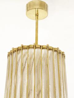 Italian Tall Crystal Twisted Murano Glass Brass Lantern Pendant Chandelier - 2594645