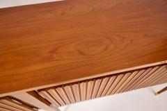 Italian Tall Narrow Cabinet with Rippled Doors 1950s - 4498444