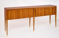 Italian Tall Narrow Cabinet with Rippled Doors 1950s - 4498446