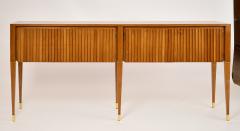 Italian Tall Narrow Cabinet with Rippled Doors 1950s - 4498449