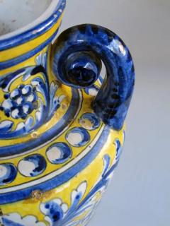 Italian Tin Glazed Earthenware Polychrome Majolica Double Handled Vase - 3453350