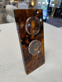 Italian Tortoiseshell Lucite Double Picture Frame 1970s - 4461066