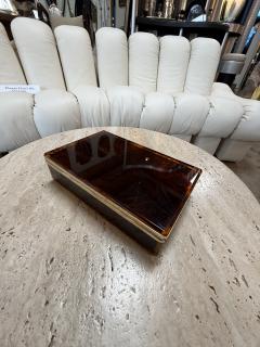 Italian Tortoiseshell Lucite and Brass Decorative Box 1970s - 4705950