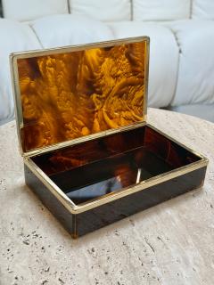 Italian Tortoiseshell Lucite and Brass Decorative Box 1970s - 4705951