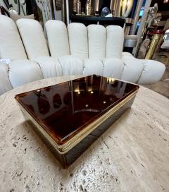 Italian Tortoiseshell Lucite and Brass Decorative Box 1970s - 4705954