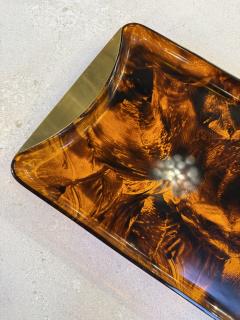 Italian Tortoiseshell Lucite and Brass Tray 1970s - 4518909