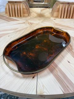 Italian Tortoiseshell Serving Tray with Brass Handles - 4776940