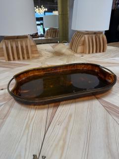 Italian Tortoiseshell Serving Tray with Brass Handles - 4776941