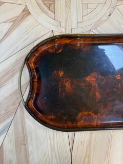 Italian Tortoiseshell Serving Tray with Brass Handles - 4776942