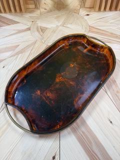 Italian Tortoiseshell Serving Tray with Brass Handles - 4776943