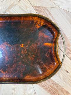 Italian Tortoiseshell Serving Tray with Brass Handles - 4776944