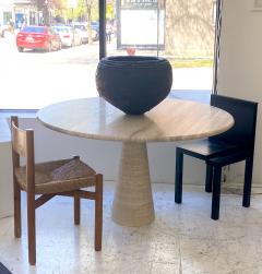 Italian Travertine Round Dining Table c 1970 - 3595596