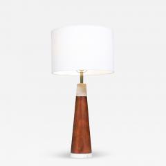 Italian Travertine Walnut Cone Style Table Lamp - 4394455
