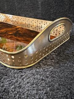 Italian Tray in Plexiglass and brass 80s - 3907360