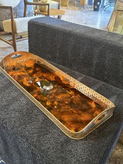 Italian Tray in Plexiglass and brass 80s - 3907361