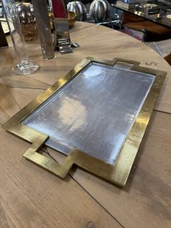 Italian Tray with brass frame and metallic finish 80s  - 3979977