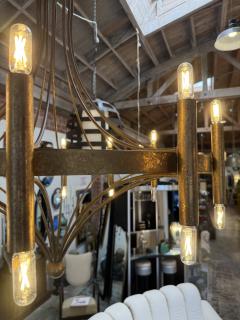 Italian Twelve Light Bronze Chandelier Mid Century Modern circa 1970s - 4621133