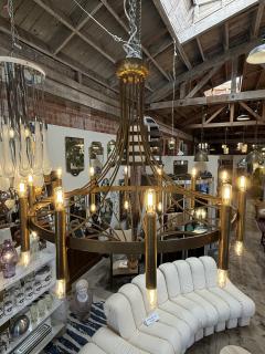 Italian Twelve Light Bronze Chandelier Mid Century Modern circa 1970s - 4621134